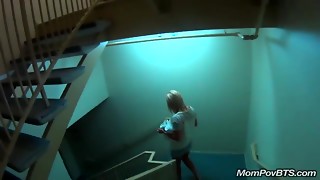 MILF in public pool before porn shoot