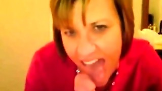 Real naughty wife giving head fully-clothed after work
